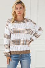 Load image into Gallery viewer, Multicolour Vertical Stripes Two Tones Drop Shoulder Sweater
