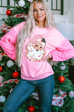 Load image into Gallery viewer, Pink Shiny Father Christmas Graphic Sequin Long Sleeve Top
