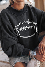 Load image into Gallery viewer, Black Rugby game day Graphic Pullover Sweatshirt
