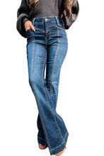 Load image into Gallery viewer, High Waist Seam Stitching Pocket Flare Jeans
