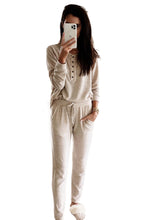 Load image into Gallery viewer, Long Sleeve Button Top and Drawstring Pants Set
