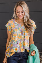 Load image into Gallery viewer, Floral Print Keyhole Back Short Sleeve Babydoll Blouse

