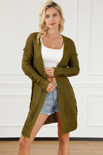 Load image into Gallery viewer, Green Exposed Seam Mixed Knit Drop Shoulder Cardigan
