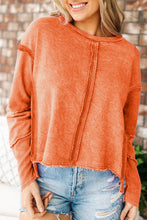 Load image into Gallery viewer, Orange Exposed Seamed High Low Raw Edge Sweatshirt
