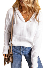 Load image into Gallery viewer, White Lightweight Crinkle Pocketed Hoodie
