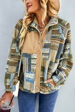 Load image into Gallery viewer, Khaki Western Colorblock Snap Buttoned Sherpa Jacket
