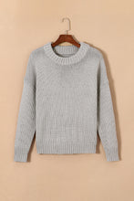 Load image into Gallery viewer, Light Grey Chunky Knit Turtle Neck Drop Shoulder Sweater
