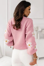 Load image into Gallery viewer, Floral Pattern Drop Shoulder Sweater
