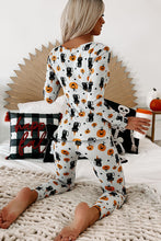 Load image into Gallery viewer, White Spooky Halloween Printed Long Slim Fit Lounge Set
