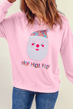 Load image into Gallery viewer, Pink HO HO HO Sequined Santa Claus Sweatshirt
