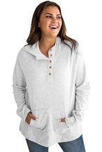 Load image into Gallery viewer, Plus Size Kangaroo Pocket Henley Button Hoodie
