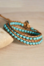 Load image into Gallery viewer, Double-Layer Hand-Woven Turquoise Beaded Bracelet
