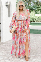 Load image into Gallery viewer, Multicolor Tropical Palm Print Tie High Waist Plus Size Maxi Dress

