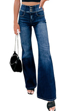Load image into Gallery viewer, Buttons Elastic Wide Waistband Back Flare Jeans
