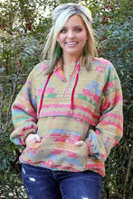 Load image into Gallery viewer, Multicolor Plus Size Western Aztec Geometric Pattern Zip up Hoodie
