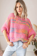 Load image into Gallery viewer, Colorful Stripes 3/4 Sleeve Loose Sweater
