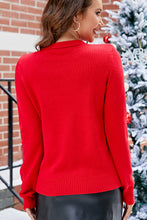 Load image into Gallery viewer, Red Sequined Christmas Pattern Crew Neck Sweater
