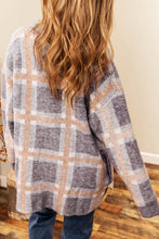 Load image into Gallery viewer, Sky Blue Fuzzy Plaid Collared Button Up Cardigan
