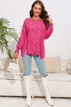 Load image into Gallery viewer, Acid Wash Relaxed Fit Seamed Pullover Sweatshirt with Slits
