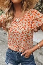Load image into Gallery viewer, Floral Tiered Flutter Sleeve Blouse
