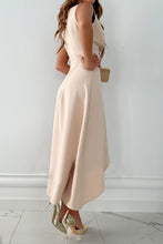 Load image into Gallery viewer, Apricot Surplice V Neck Frill Midi Dress with Slit
