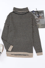 Load image into Gallery viewer, Black Striped Turtleneck Loose Sweater
