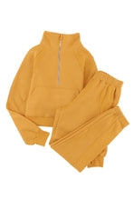 Load image into Gallery viewer, Yellow Half Zip Sweatshirt and Sweatpants Sports Set
