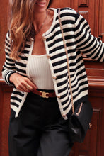 Load image into Gallery viewer, Black Contrast Striped Print Cardigan
