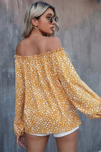 Load image into Gallery viewer, Yellow Floral Print Frill Trim Off-shoulder Lantern Sleeve Blouse
