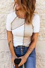 Load image into Gallery viewer, Colorblock Seamed Ribbed Slim Fit T-shirt
