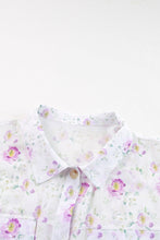 Load image into Gallery viewer, Purple Floral Print Pleated Flap Pocket Shirt
