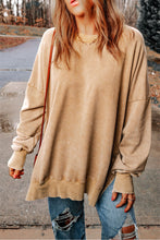 Load image into Gallery viewer, Khaki Drop Shoulder Ribbed Trim Oversized Sweatshirt
