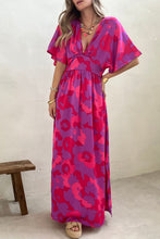 Load image into Gallery viewer, Abstract Floral Print V Neck Dolman Maxi Dress
