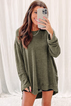 Load image into Gallery viewer, Green Waffle Knit High Slits Oversized Top
