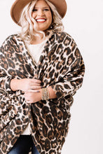 Load image into Gallery viewer, Leopard Plus Size Draped Open Front Cardigan
