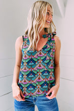Load image into Gallery viewer, Printed Knotted Shoulder Tank Top
