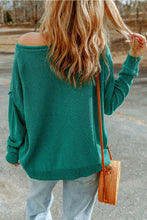 Load image into Gallery viewer, Solid Color Off Shoulder Rib Knit Sweater with Pocket
