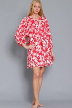 Load image into Gallery viewer, Floral Print Puff Sleeve Split Neck Babydoll Mini Dress
