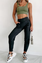 Load image into Gallery viewer, Black Exposed Seam High Waist Pocketed Joggers
