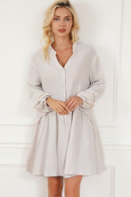 Load image into Gallery viewer, Apricot Frill Trim Half Buttoned Textured Dress
