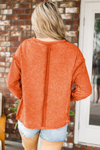 Load image into Gallery viewer, Orange Exposed Seamed High Low Raw Edge Sweatshirt
