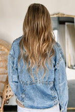 Load image into Gallery viewer, Sky Blue Studded Acid Wash Denim Jacket
