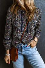 Load image into Gallery viewer, Multicolor Floral Print Puff Sleeve Blouse
