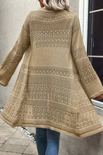 Load image into Gallery viewer, Khaki Pointelle Knit Open Front Cardigan
