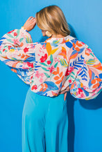 Load image into Gallery viewer, Multicolor Vibrant Floral Printed Billowy Sleeve Shirt
