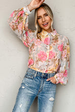 Load image into Gallery viewer, All Floral Puff Sleeve Collared Shirt
