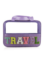 Load image into Gallery viewer, Purple TRAVEL Chenille Letter Clear PVC Makeup Bag
