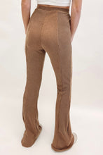Load image into Gallery viewer, Brown Ribbed Knit High Rise Flare Leggings
