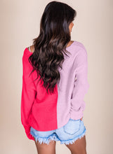 Load image into Gallery viewer, Long Sleeve V-Neck Colorblock Sweater
