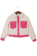Load image into Gallery viewer, Multicolor Sherpa Corduroy Patchwork Button up Crop Jacket
